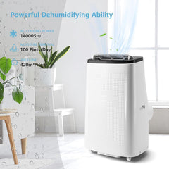 Towallmark 14,000 BTU 3-in-1 Portable Air Conditioner, Cooling, Dehumidifier & Fan, Ultra Quiet 48dB, Sleep Mode, Easy Install (16"-47" Windows), Quick Cooling for 600-750 Sq.Ft. Home, Office, APT