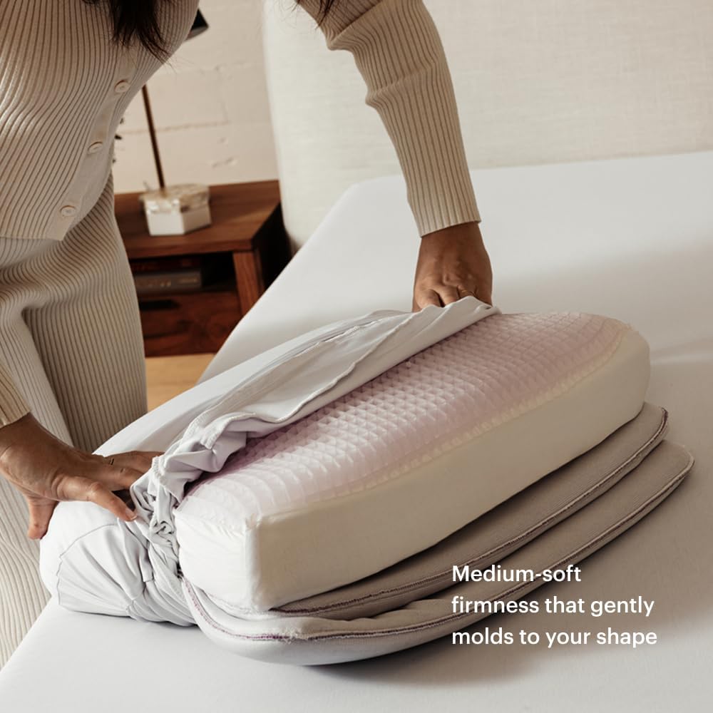 Purple DreamLayer Pillow - Standard Size, Multi-Layered GelFlex Grid & MicroAir Foam for Support & Pressure Relief - Customizable Height with Removable Foam Booster Layers