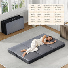 Trifold Mattress Full Size 6 Inch - Foldable Memory Foam Mattress for Camping, Travel, RV, Guest Bed & Yoga - No Slip Bottom, Washable Cover with Handles - Portable Folding Floor Cushion 73"x52"x6"