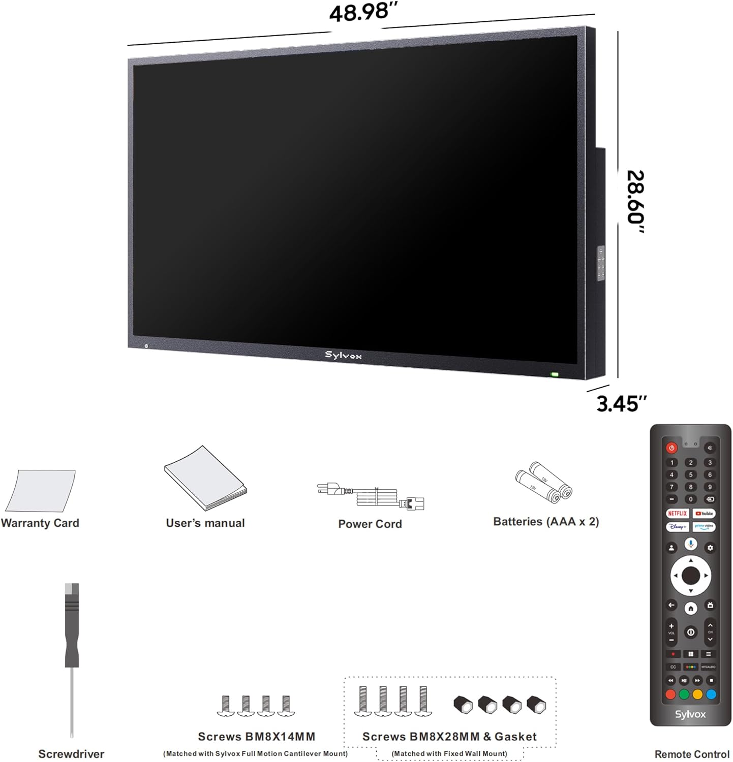 SYLVOX New 55” Outdoor Smart TV  Superior Waterproof Performance  Upgraded Matte Finish for Enhanced Anti-Glare Effect  Full Metal  with Dolby Atoms  2000nits  Full Sun Pool Pro 2.0+ Series