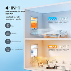 ROVSUN 8000 BTU Window Air Conditioner with Heat, Window AC Unit & Heater Combo with APP & Voice Smart Control, Timer Function & Easy Installation Kit, Work with Alexa/Google Assistant, 115V/60Hz