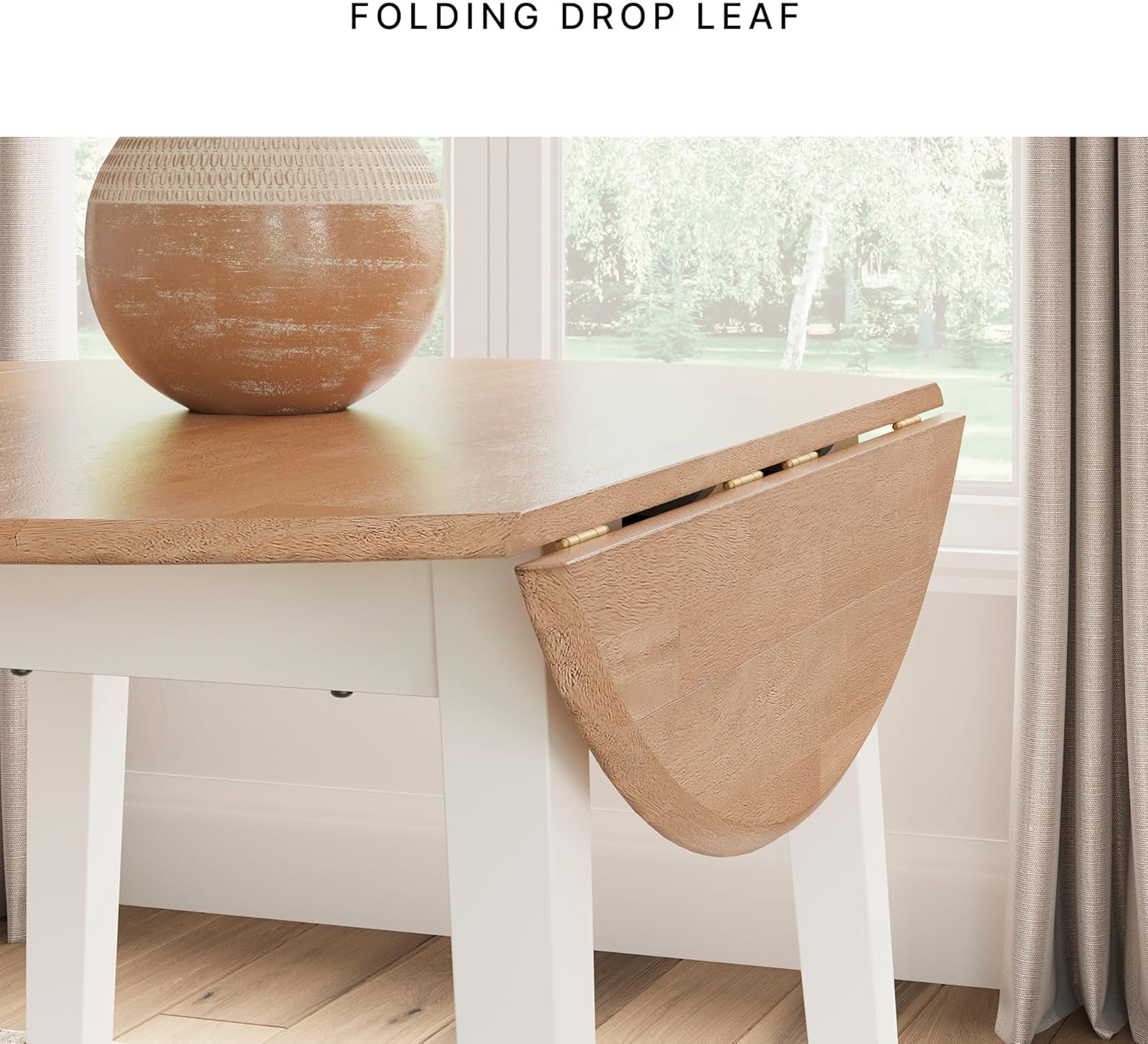 Signature Design by Ashley Gesthaven Casual Dining Drop Leaf Table, Light Brown & White