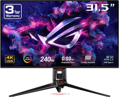 ASUS ROG Swift 32” 4K OLED Gaming Monitor (PG32UCDM) - UHD (3840 x 2160)  QD-OLED  240Hz  0.03ms  G-SYNC Compatible  Custom Heatsink  Graphene Film  99% DCI-P3  True 10-bit  90W USB-C