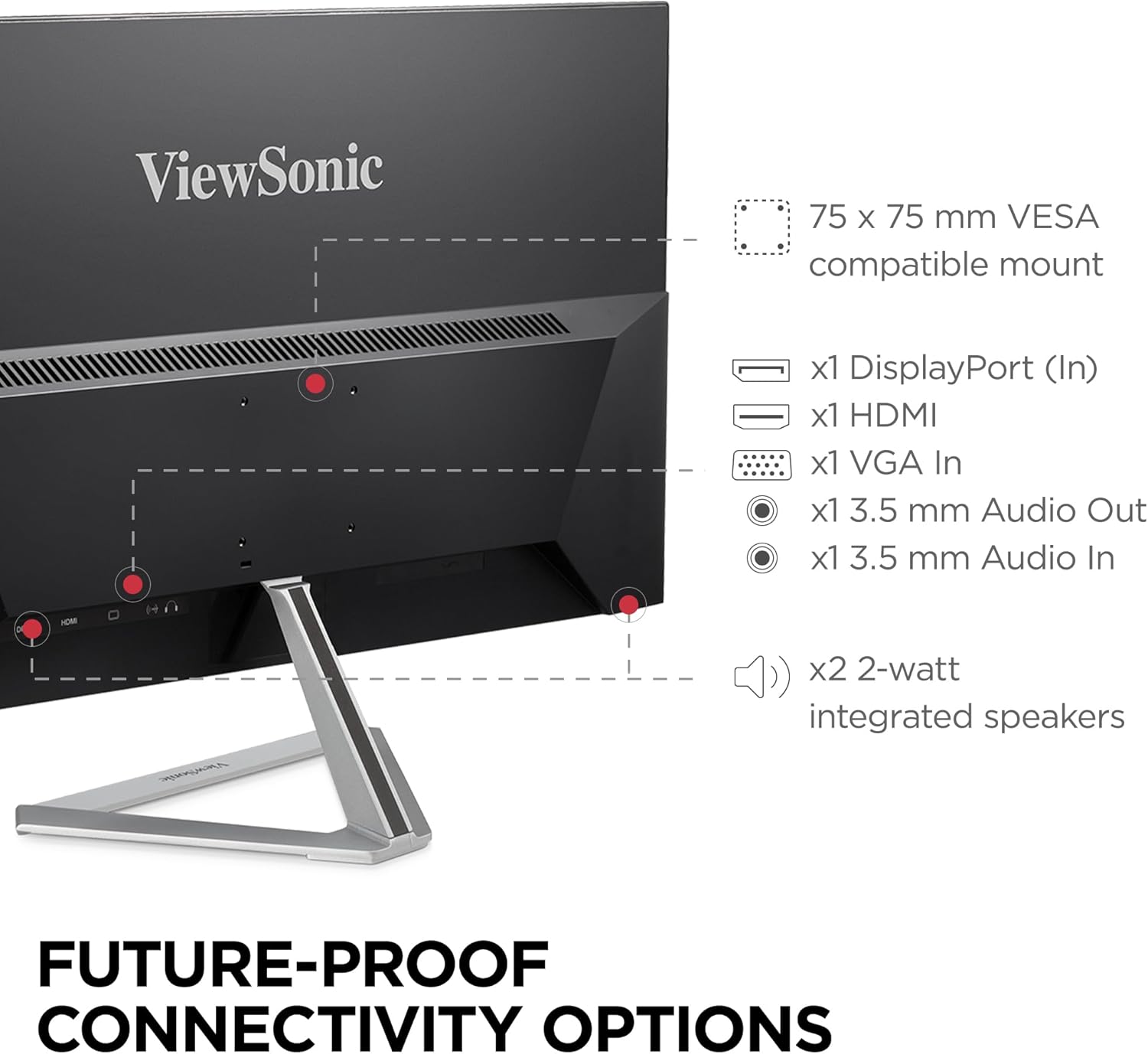 ViewSonic VX2776-SMHD 27 Inch 1080p IPS Monitor with FreeSync  Ultra-Thin Bezels  HDMI and DisplayPort