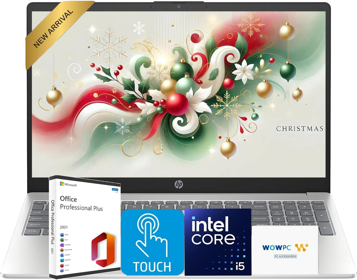 HP Ultrabook 15.6 FHD Touch-Screen Business Laptop Computer with Microsoft Office • 2026 Edition • Intel 10 cores i5-1334U • 12GB DDR4 RAM • 256GB SSD • Windows 11 • w/o Mouse