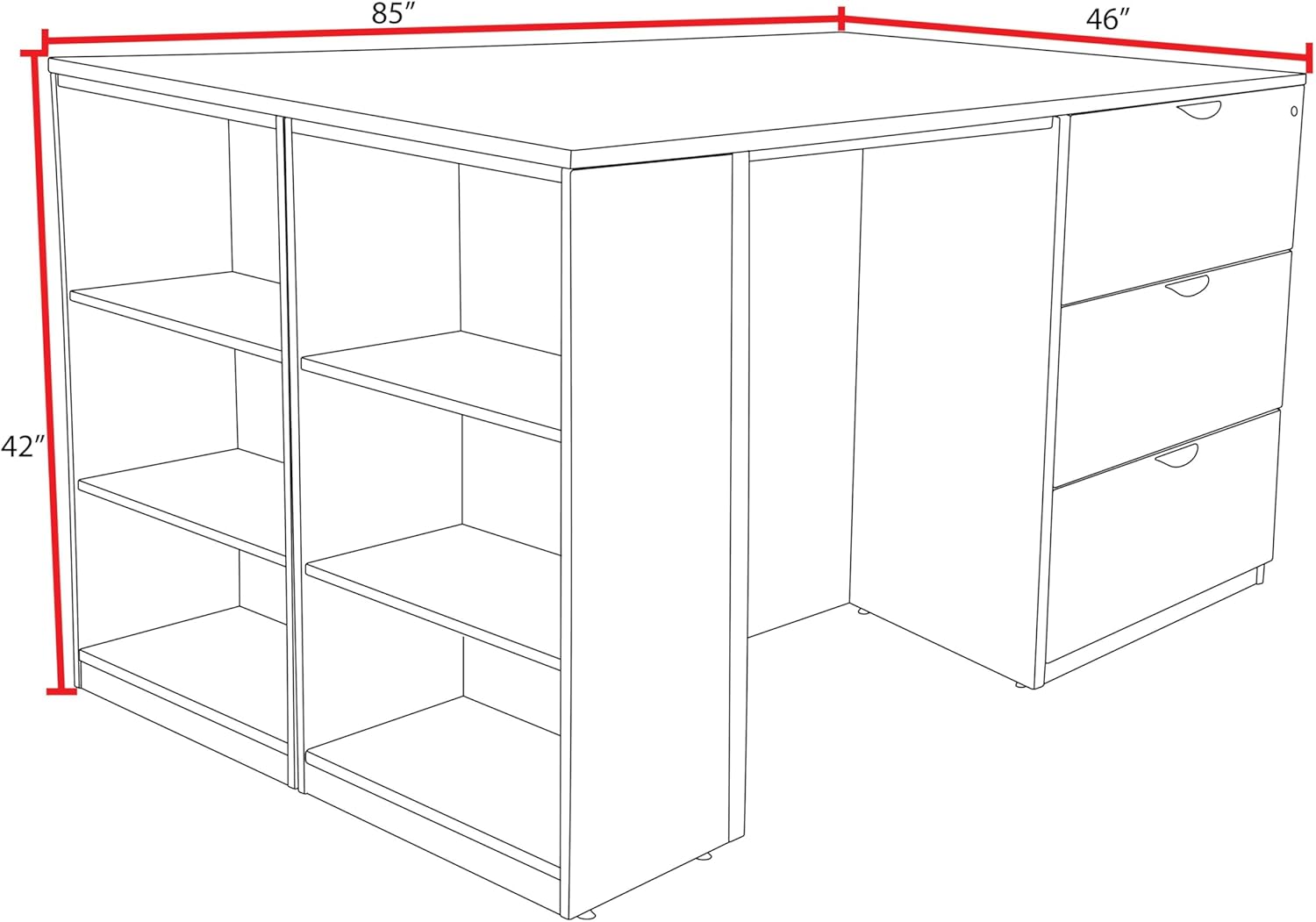 Romig Regency Legacy Stand Up 2 Lateral File/2 Desk Quad with Bookcase End  Ash Grey