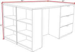 Romig Regency Legacy Stand Up Desk/3 Lateral File Quad with Bookcase End  Ash Grey