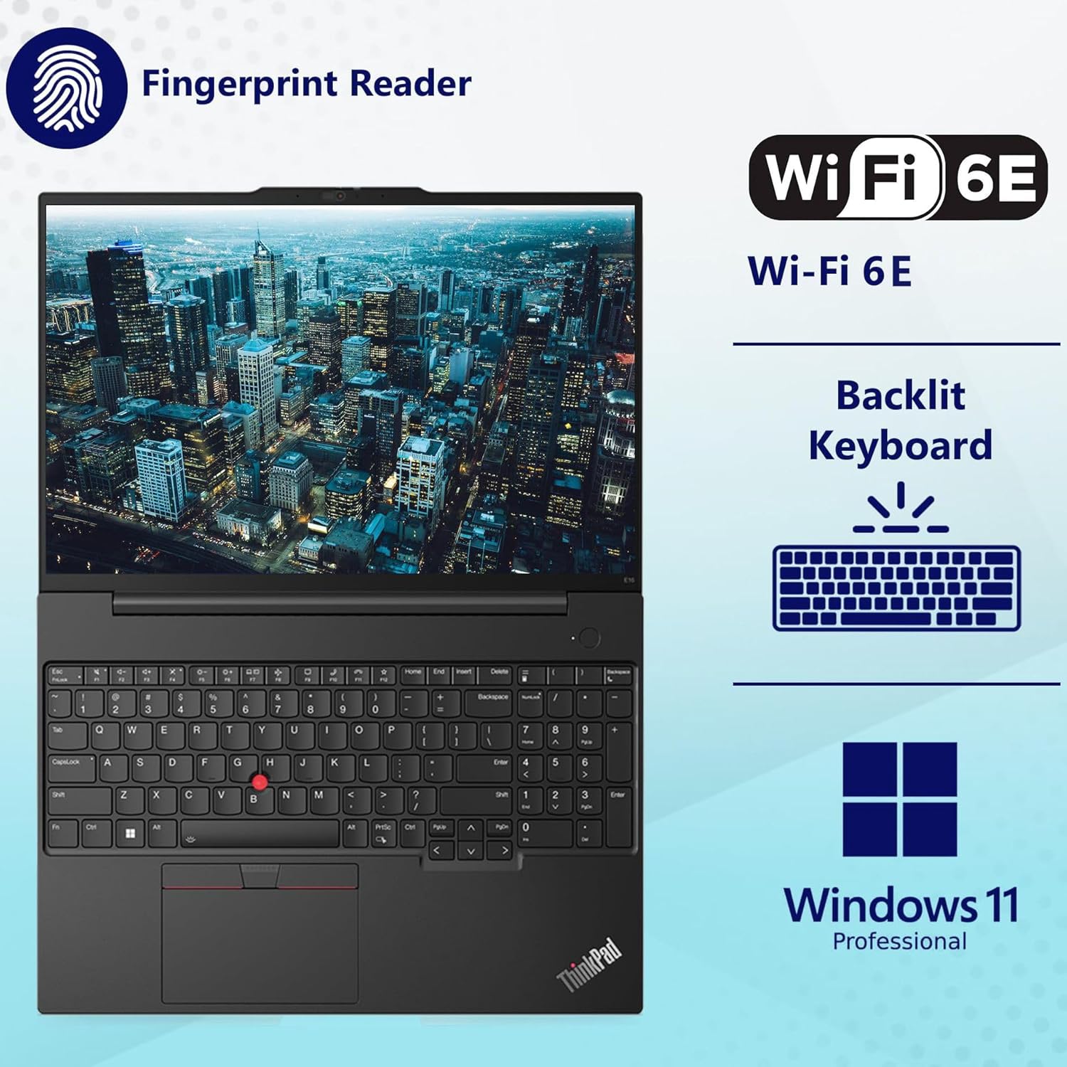 Lenovo ThinkPad E16 G2 Business Laptop Computer  16" FHD+  AMD 8-Core Ryzen 7 7735HS (Beat i7-1360P)  16GB DDR5 RAM  1TB PCIe SSD  WiFi 6E  Fingerprint Reader  Backlit Keyboard  Windows 11 Pro