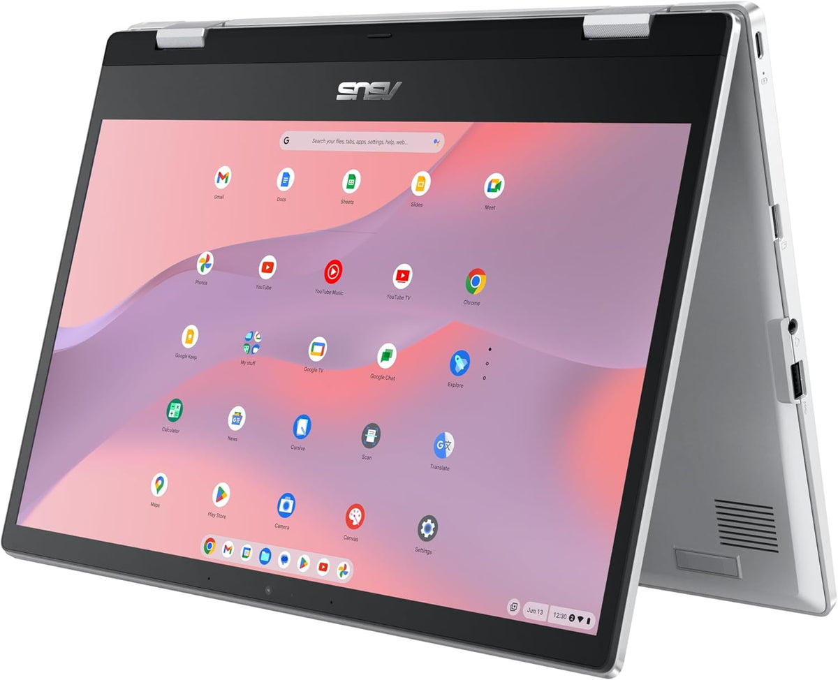 ASUS Chromebook Flip CX1 Convertible Laptop  14" FHD NanoEdge 360-degree Touchscreen  Intel Celeron N4500 Processor  128GB eMMC Storage  8GB RAM  ChromeOS  Transparent Silver  CX1400FKA-AS88FT