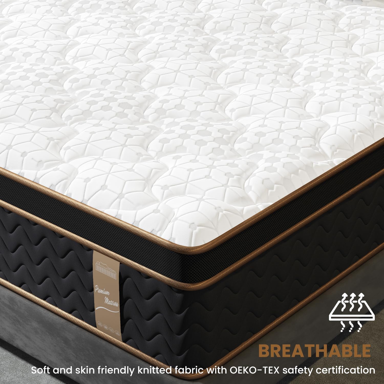King Mattress 10 Inch, Cooling Hybrid Bed in a Box, Individual Pocket Springs, Motion Isolation, Targeted Hip/Shoulder/Lumbar Support, Fiberglass-Free, Ergonomic Zones, 365-Night Trial, CertiPUR-US