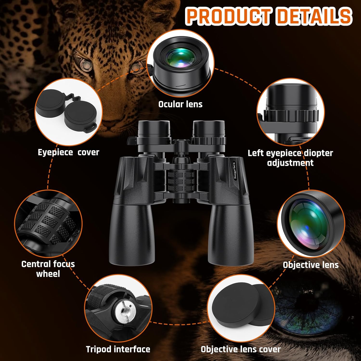 10-30x50 Zoom Binoculars for Adults  High Powered Military Binoculars for Bird Watching Traveling Hunting Concerts with Large View BAK4 FMC Lens Clear Low Light Vision at Night