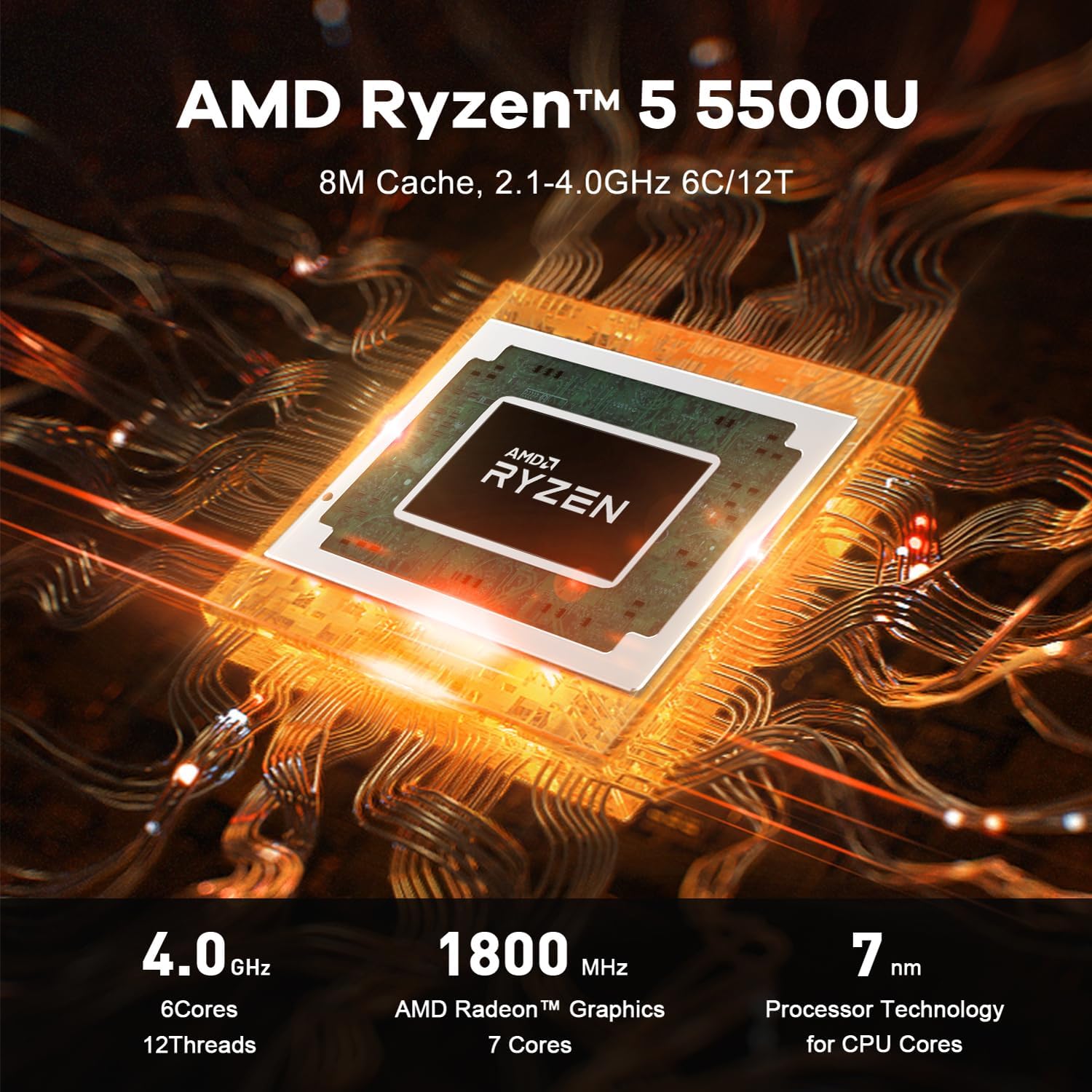 Beelink SER5 Mini PC AMD Ryzen 5 5500U(up to 4.0 GHz 6C/12T) Mini Computer with 16GB DDR4/500GB M.2 PCle4.0 SSD Support Triple Screen Display WiFi6 BT5.4 Type-C 2.5Gbps LAN