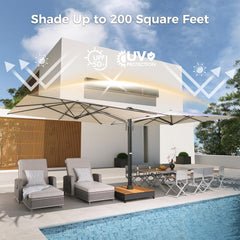 Grand patio 10x10 FT Large Patio Umbrella with Base, Double-Sided Outdoor Cantilever Aluminum Umbrella, Offset Umbrella with Cover for Commercial Use, Poolside, Deck, Backyard, Black