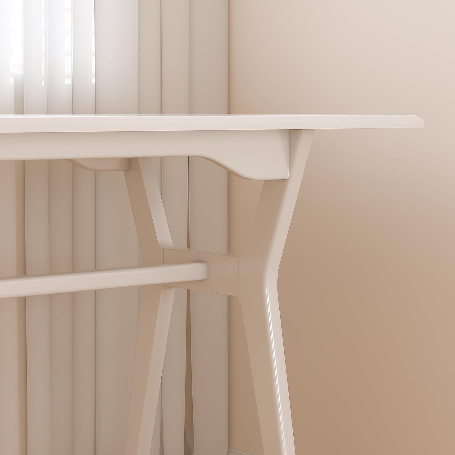 Solid Wood Study Desk - 78.8" Double Long Computer Table for Home Office, 2-Person PC Workstation, White