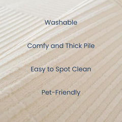 Revival Rugs Record 9'2"x12'2" Washable Area Rug for Living Room Bedroom - 100% Recycled Oeko-TEX Certified, Medium Pile, Beige, Cream