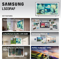 Samsung 55-Inch Class The Frame LS03F 4K QLED Smart TV (2025 Model) Slim Fit Wall Mount  Modern Frame Design  NQ4 AI Gen2 Processor  Art Mode  Artful Picture Quality  Samsung Vision AI  Alexa Built-in