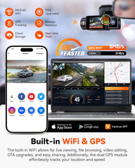 Vantrue N2X 2.7K Dash Cam Front and Inside  5G WiFi Dual Dash Camera for Car with HDR IR Night Vision  STARVIS 2  GPS  2.5K/60FPS  G-Sensor  24/7 Parking Mode  Voice Control  Support 512GB Max