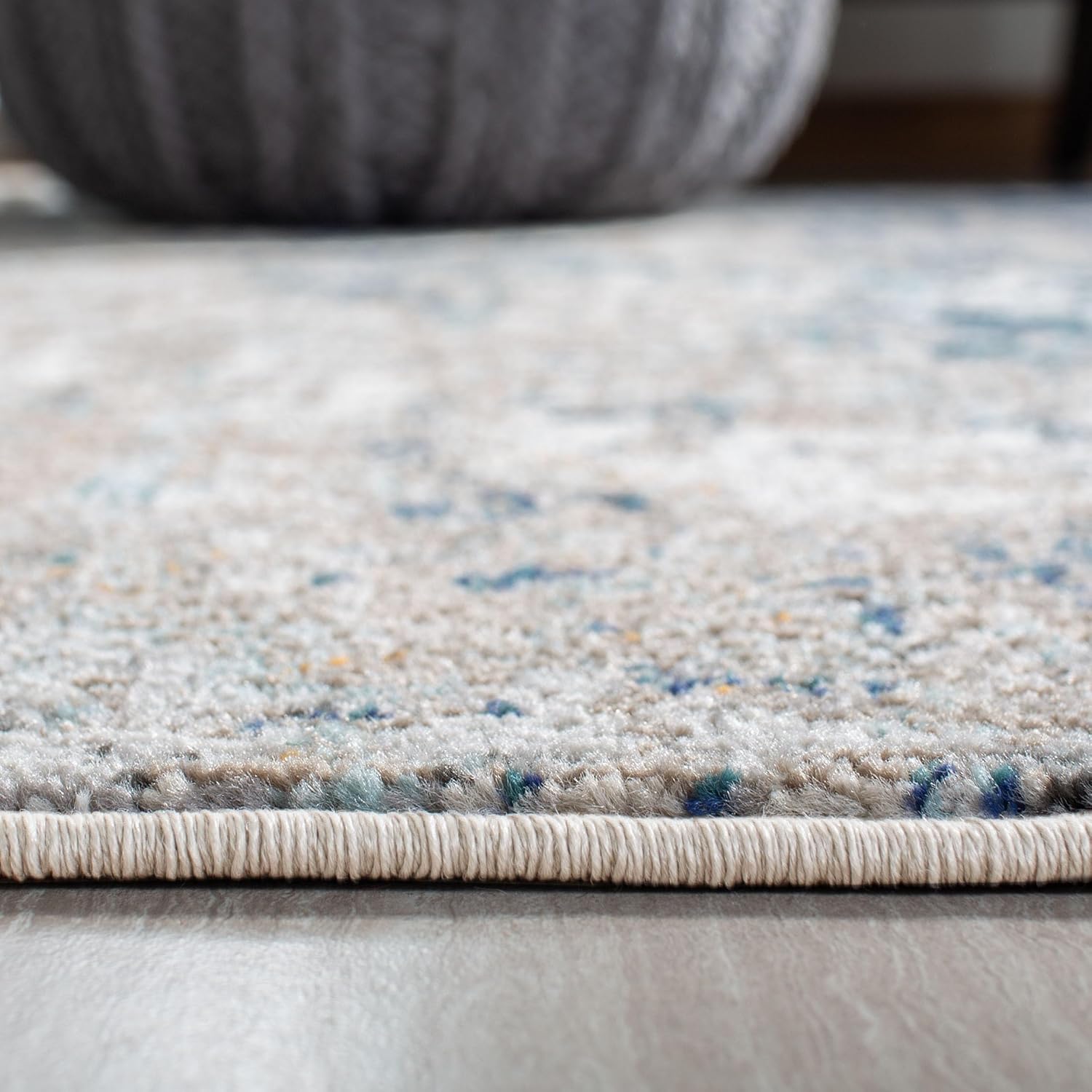 SAFAVIEH Madison Collection Area Rug - 12' Square, Grey & Blue, Modern Abstract Design, Non-Shedding & Easy Care, Ideal for High Traffic Areas in Living Room, Bedroom (MAD460K)