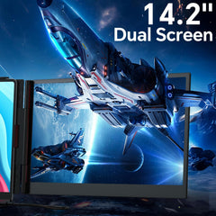 14.2" Laptop Screen Extender  0.17" Ultra-Thin FHD 1080P IPS Portable Monitor for Laptop  Dual Screen Travel Monitor Extender  Plug-Play for Windows/Mac/Chrome  Fit 13”-17.3” Laptops
