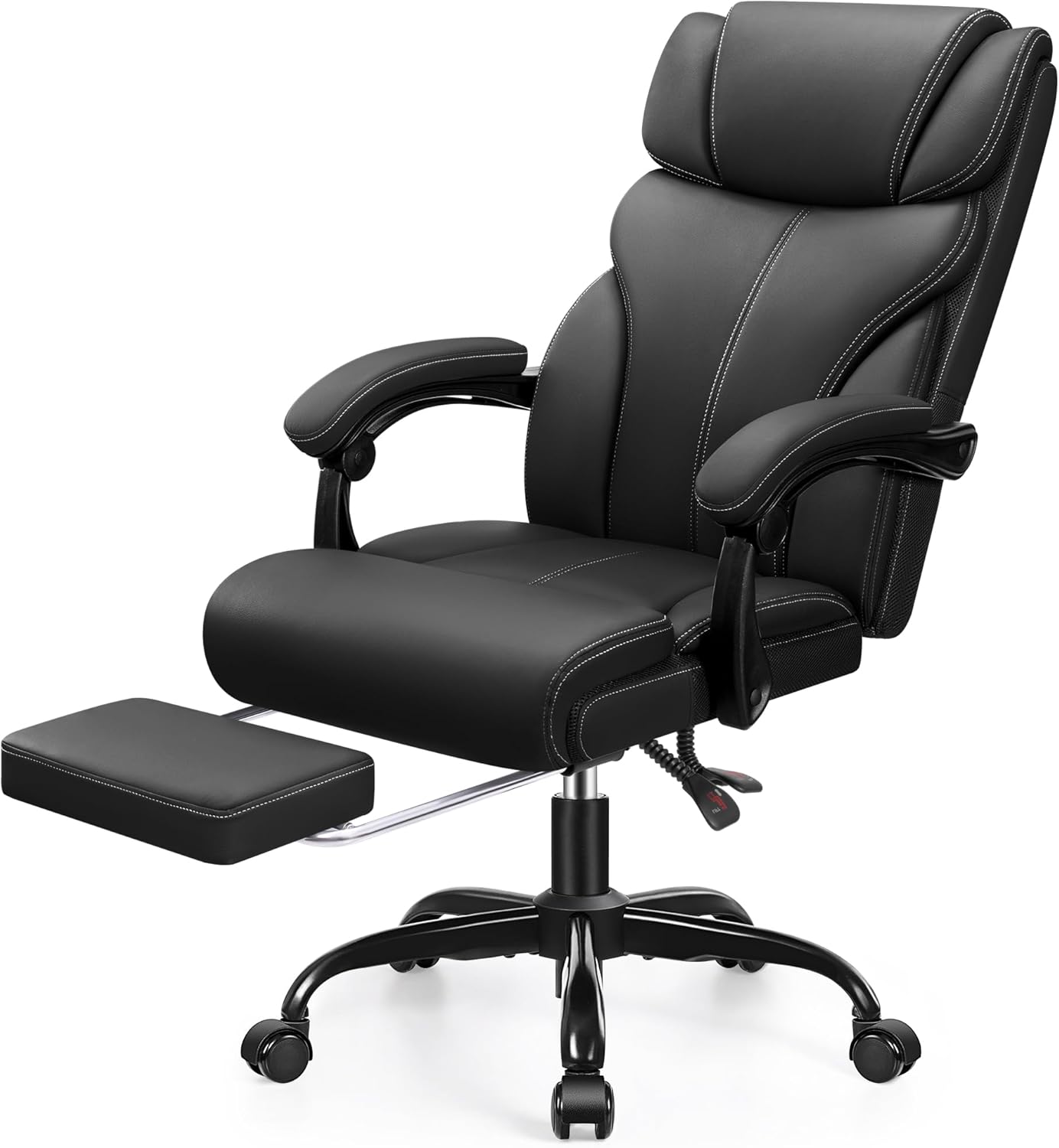 Office Chair, Executive Big and Tall Leather Desk Chairs with Footrest, Ergonomic Breathable Computer Chair with Adjustable High Back, Lumbar Support Swivel PC Chairs with Rocking Function