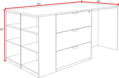 Romig Regency Legacy Stand Up Lateral File/3 Desk Quad with Bookcase End  Ash Grey