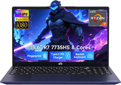 NIMO 2025 Gaming Laptop  15.6" FHD Laptop with AMD R7 7735HS (Beat i7-12650H  Up to 4.75GHz)  16GB DDR5 RAM 512GB SSD Computer with Radeon 680M 100W Type-C Backlit KB Fingerprint