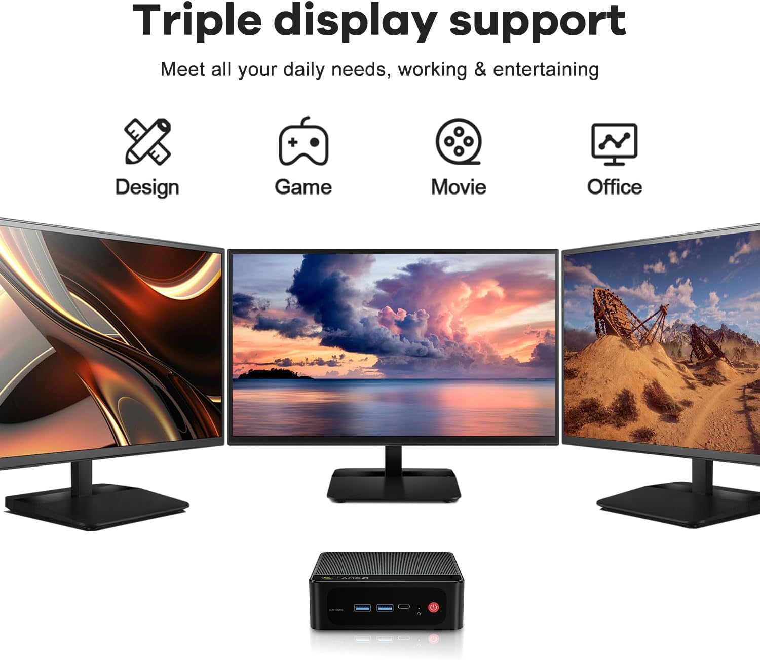 Beelink SER5 Mini Pc AMD Ryzen 5 5500U (6C/12T up to 4.0 GHz) Mini Computer with 16GB DDR4/500GB NVMe SSD Support Triple Screen Display  WiFi 6  BT 5.4 Type-C  2.5G LAN