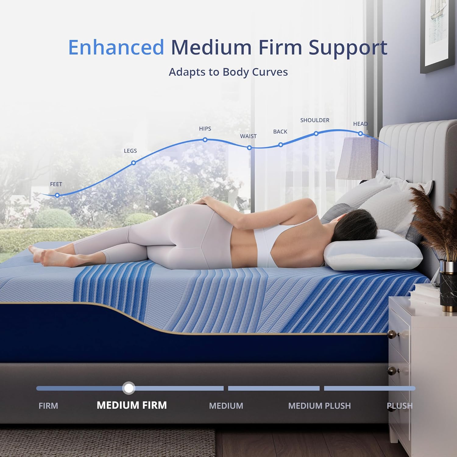 EGOHOME 12 Inch Queen Hybrid Mattress in a Box, Copper Gel Memory Foam for Cool Sleep, Fiberglass-Free, Pressure Relieving, Medium Firm, CertiPUR-US Certified, 80''L x 60''W