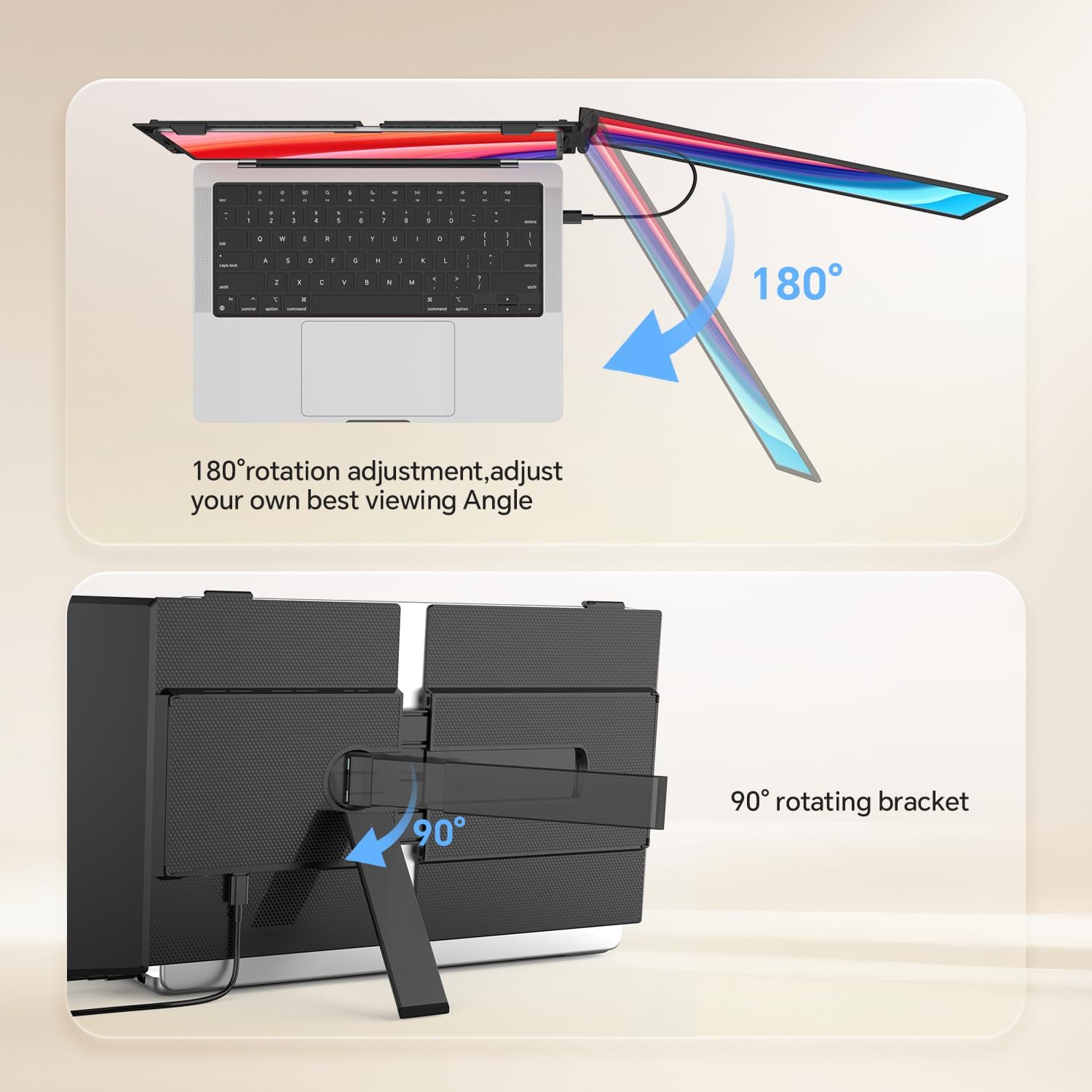 14.2" Laptop Screen Extender  0.17" Ultra-Thin FHD 1080P IPS Portable Monitor for Laptop  Dual Screen Travel Monitor Extender  Plug-Play for Windows/Mac/Chrome  Fit 13”-17.3” Laptops