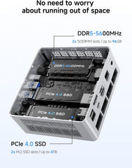 MINISFORUM UM880 Plus Mini PC Barebone AMD Ryzen 7 8845HS(8C/16T  Up to 5.1GHz)  Mini Computers Without RAM/SSD/OS  HDMI/DP/USB4 Video Output  OCuLink  2.5G LAN  5xUSB Port  Radeon 780M Graphics