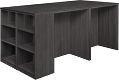 Romig Regency Legacy Stand Up Lateral File/3 Desk Quad with Bookcase End  Ash Grey
