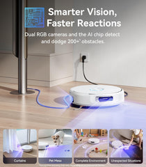 NARWAL Flow Robot Vacuum and Mop Combo, FlowWash Real-Time Self-Cleaning Track Mop, 22,000 Pa Suction, Dual-Camera AI Obstacle Avoidance, Carpet & Edge Cleaning, Self-Emptying Robot Vacuum