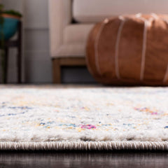 SAFAVIEH Madison Collection Area Rug - 12' Square, Cream & Multi, Boho Chic Distressed Design, Non-Shedding & Easy Care, Ideal for High Traffic Areas in Living Room, Bedroom (MAD611B)