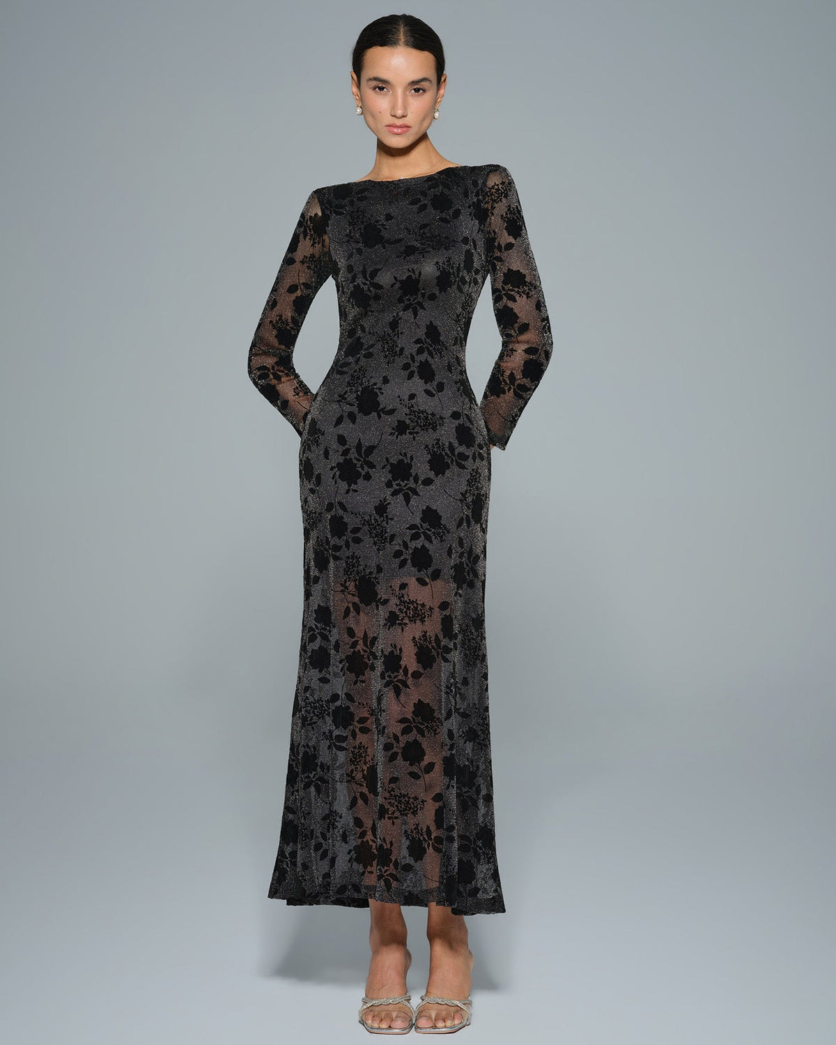 Black Floral Tunic Maxi Dress