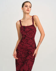 Red Floral Sleeveless Maxi Dress