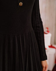 Black Square Neck Sweater Dress