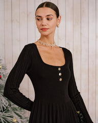 Black Square Neck Sweater Dress