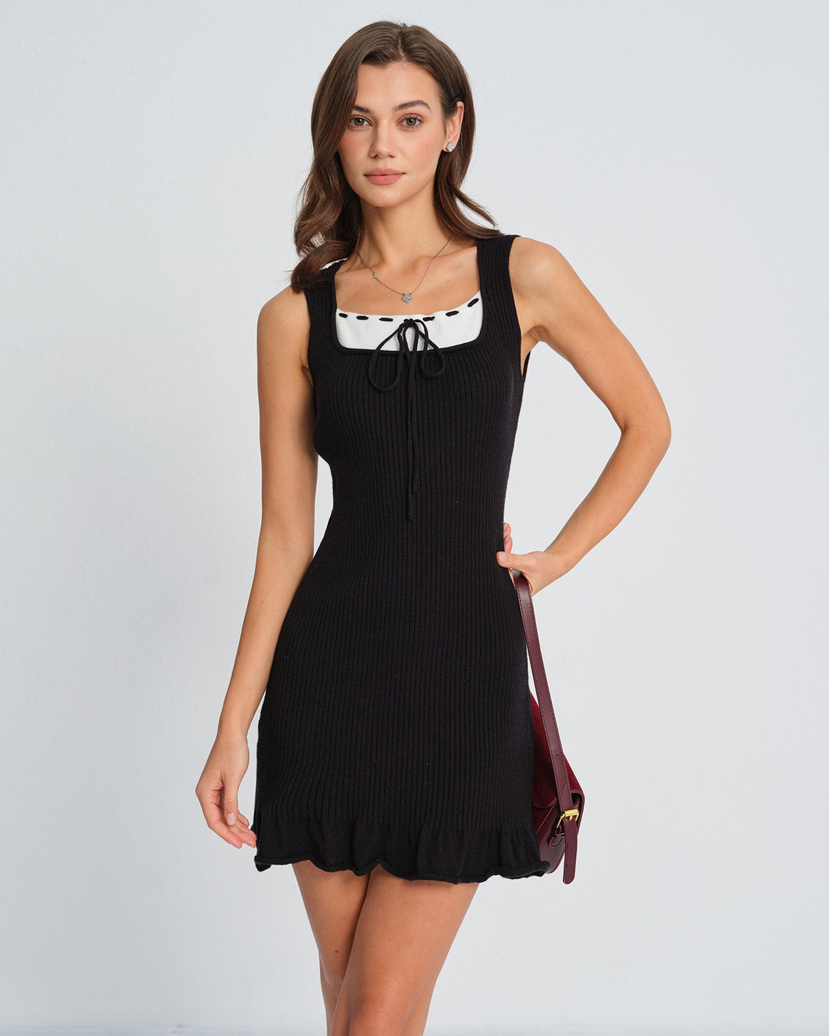 Black Contrasting Sweater Dress