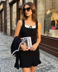 Black Contrasting Sweater Dress