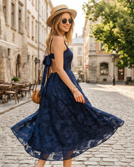 Navy Jacquard Slip Maxi Dress